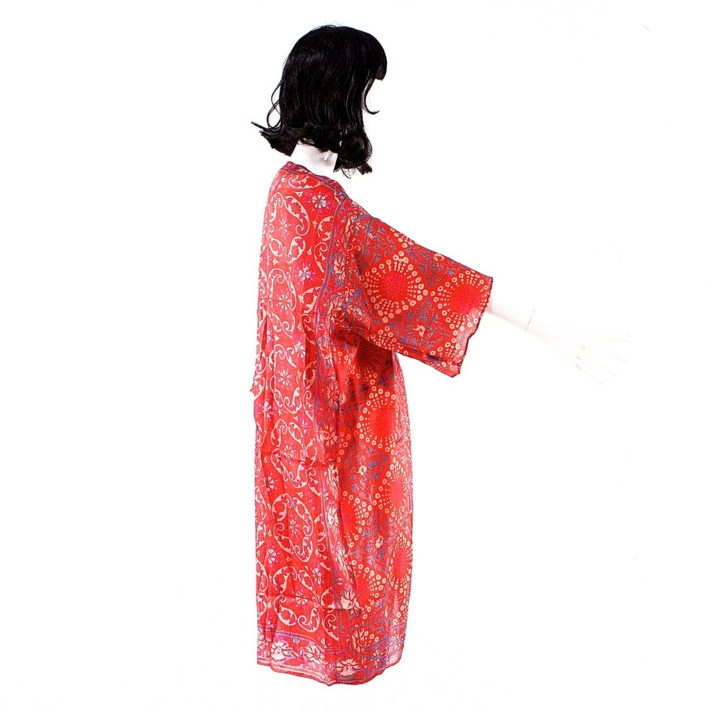 VTG 70's ZODIAC India Hand Blocked Kimono - Picture 3 of 5